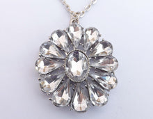 Load image into Gallery viewer, Silver Tone Round Bling Pendant Necklace
