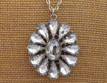 Load image into Gallery viewer, Silver Tone Round Bling Pendant Necklace
