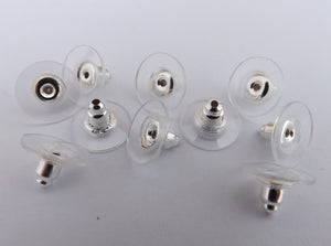 5 Pairs Silver Tone & Plastic Earring Backs