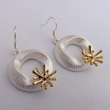 Load image into Gallery viewer, Silver &amp; Gold Tone Round Earrings
