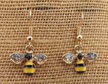 Load image into Gallery viewer, Small Bee or Bumble Bee Drop Earrings
