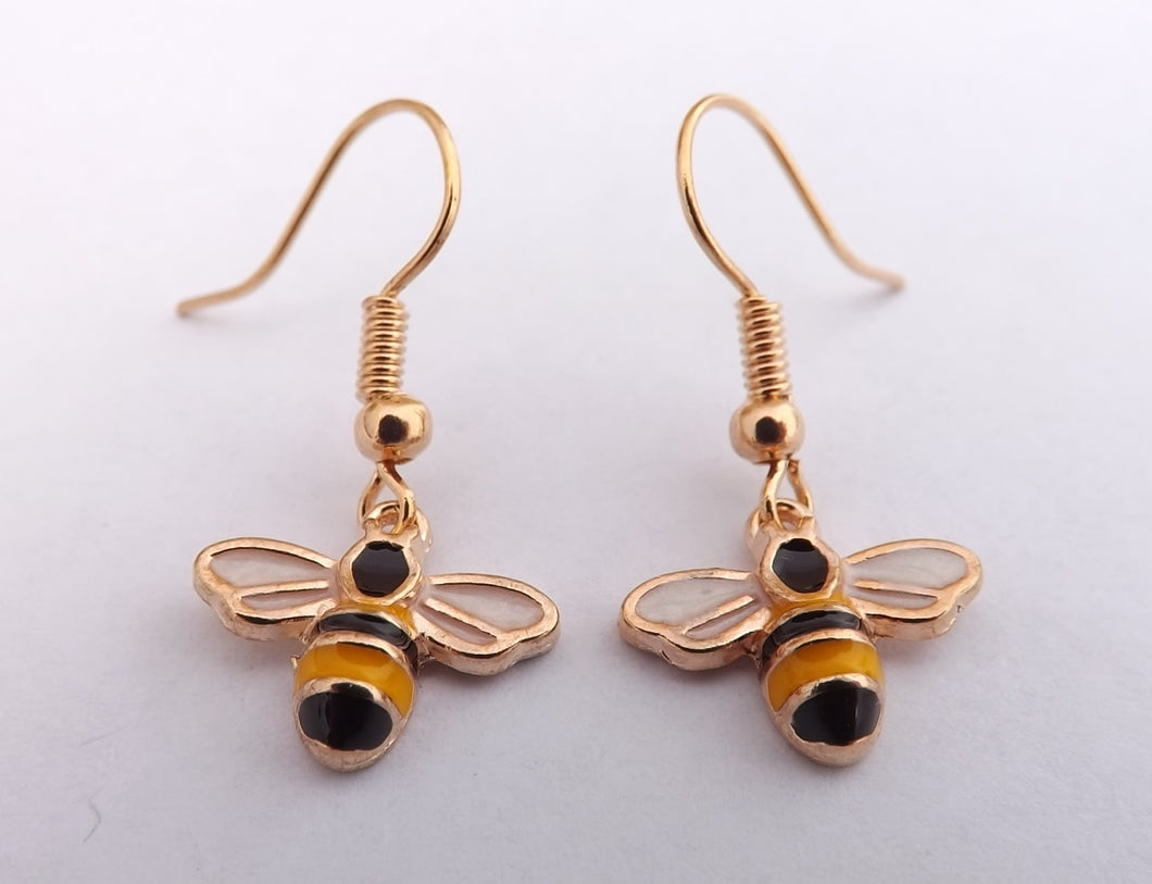 Small Bee Rose Gold Earrings