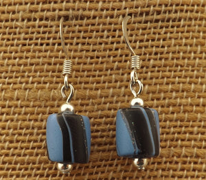 Small Black &  Blue Kathryn Design Bead Earrings