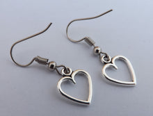 Load image into Gallery viewer, Small Silver Tone Hollowed Heart Earrings
