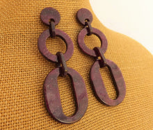 Load image into Gallery viewer, Sparkly Dark Burgundy Purple Acrylic Chunky Linked Loop Earrings
