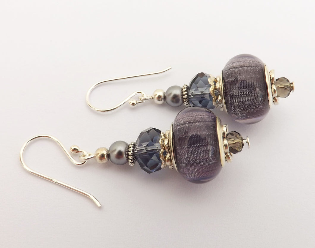 Sparkly Grey Acrylic Bead Earrings