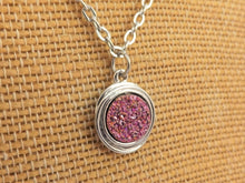 Load image into Gallery viewer, Sparkly Pink &amp; Silver Tone Round Pendant Necklace
