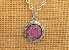 Load image into Gallery viewer, Sparkly Pink &amp; Silver Tone Round Pendant Necklace
