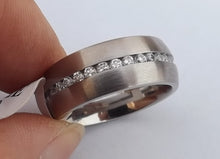 Load image into Gallery viewer, Stainless Steel &amp; Diamantes Ring (size 8)

