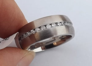 Stainless Steel & Diamantes Ring (size 8)
