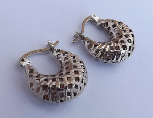 Sterling Silver 3D Hoop Earrings