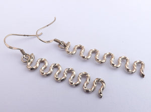 Sterling Silver Squiggle Drop Earrings