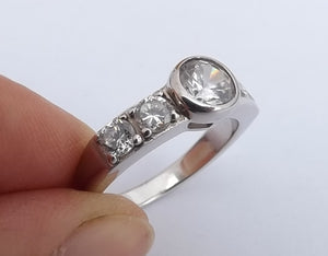 Sterling Silver & Faux Diamonds Ring (size 9)