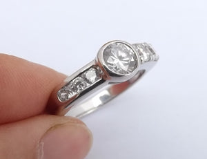 Sterling Silver & Faux Diamonds Ring (size 9)