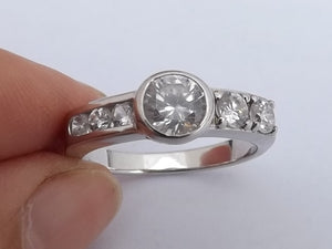 Sterling Silver & Faux Diamonds Ring (size 9)