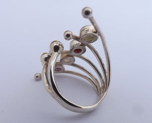 Sterling Silver & Gem Art Ring