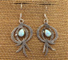 Load image into Gallery viewer, Sterling Silver &amp; Opal Artisan Designer Drop Earrings
