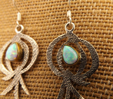 Load image into Gallery viewer, Sterling Silver &amp; Opal Artisan Designer Drop Earrings
