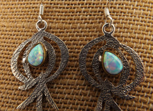 Load image into Gallery viewer, Sterling Silver &amp; Opal Artisan Designer Drop Earrings
