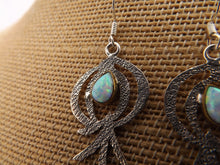 Load image into Gallery viewer, Sterling Silver &amp; Opal Artisan Designer Drop Earrings
