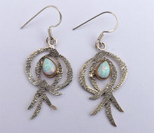 Load image into Gallery viewer, Sterling Silver &amp; Opal Artisan Designer Drop Earrings
