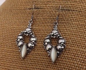 Sterling Silver & White Mother of Pearl Drop Earrings