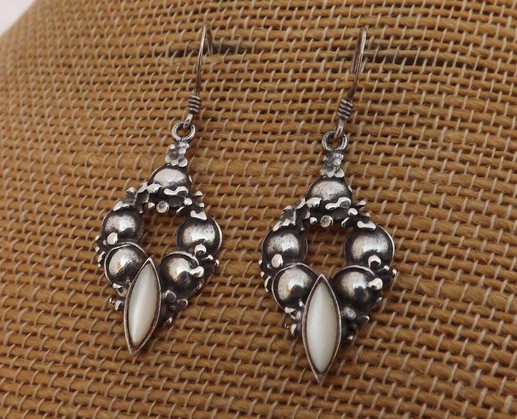 Sterling Silver & White Mother of Pearl Drop Earrings