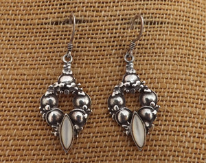 Sterling Silver & White Mother of Pearl Drop Earrings