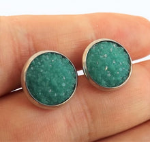 Load image into Gallery viewer, Teal Glittery Stud Earrings
