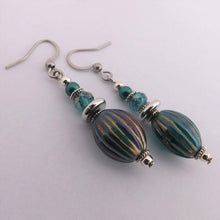 Load image into Gallery viewer, Teal Lustre Handmade Glass Bead Earrings
