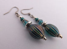 Load image into Gallery viewer, Teal Lustre Handmade Glass Bead Earrings

