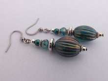 Load image into Gallery viewer, Teal Lustre Handmade Glass Bead Earrings
