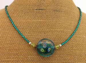 Teal & Green Handmade Bead Necklace