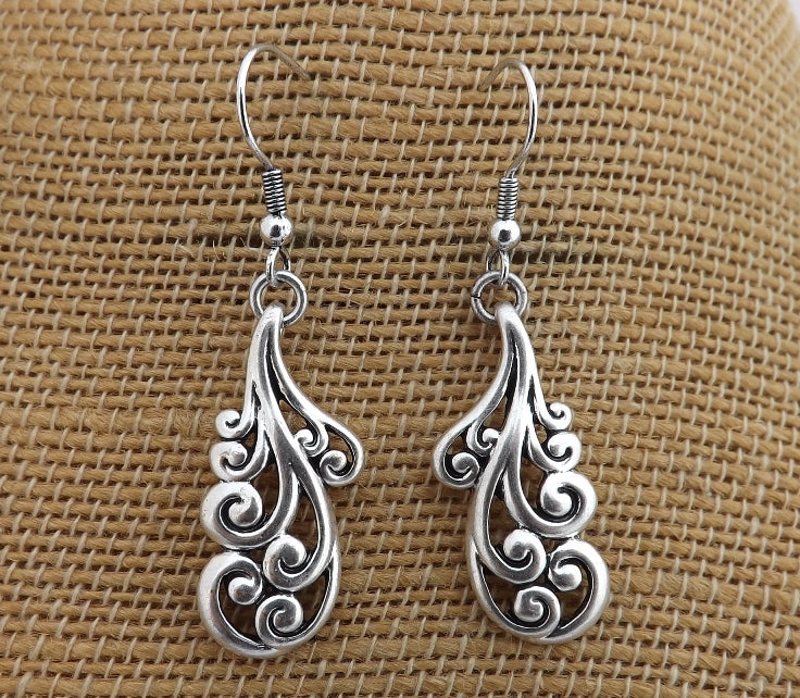 Twisting Korus Silver Tone Earrings