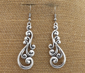 Twisting Korus Silver Tone Drop Earrings