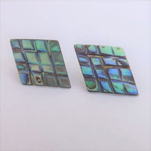 Load image into Gallery viewer, Vintage Checkered Paua Stud Earrings
