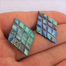 Load image into Gallery viewer, Vintage Checkered Paua Stud Earrings
