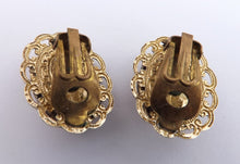 Load image into Gallery viewer, Vintage Orange &amp; Cream Cameo Clip On Earrings
