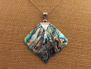 Vintage Paua & Sterling Silver Pendant Necklace