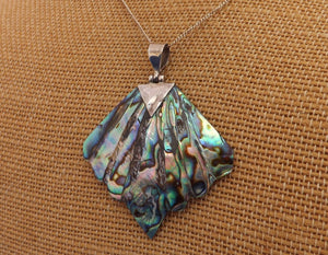Vintage Paua & Sterling Silver Pendant Necklace