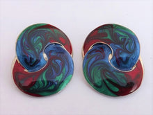Load image into Gallery viewer, Vintage Red, Blue &amp; Green Enamel Stud Earrings
