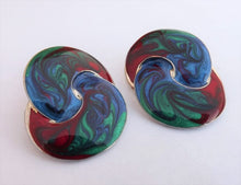 Load image into Gallery viewer, Vintage Red, Blue &amp; Green Enamel Stud Earrings
