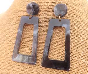 Acrylic Rectangle Drop Earrings (multiple colour options)