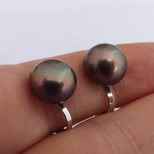 Warm Grey Freshwater Pearl Clip On Earrings (Free giftbox)