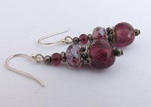 Load image into Gallery viewer, Warm Purple Foil Glass Earrings
