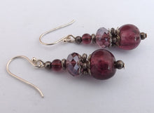 Load image into Gallery viewer, Warm Purple Foil Glass Earrings
