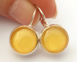 Warm Yellow - Dome Earrings on Lever Back Hooks