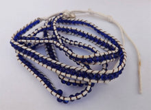 Load image into Gallery viewer, White Cord &amp; Dark Blue Bead Long Strand Bracelet
