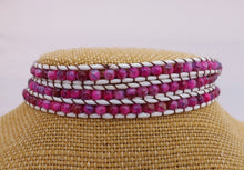 Load image into Gallery viewer, White Cord &amp; Pink Bead Long Strand Bracelet
