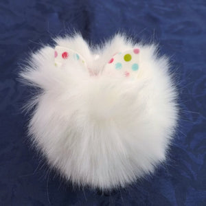 White Fluffy Pompom With Rabbit Ears, Key Rings & Purse Clip